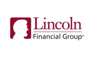 Lincoln National aka Lincoln Financial Group company logo - silhouette of Abraham Lincoln on a maroon and white background