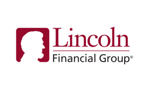 Lincoln National aka Lincoln Financial Group company logo - silhouette of Abraham Lincoln on a maroon and white background